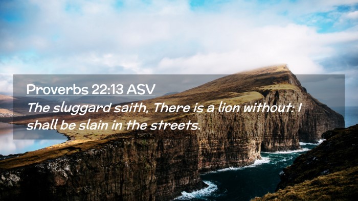 Picture 02 - Proverbs 22:13 ASV Desktop Wallpaper - The sluggard saith, There is a lion without: I - Desktop Bible Verse Wallpaper