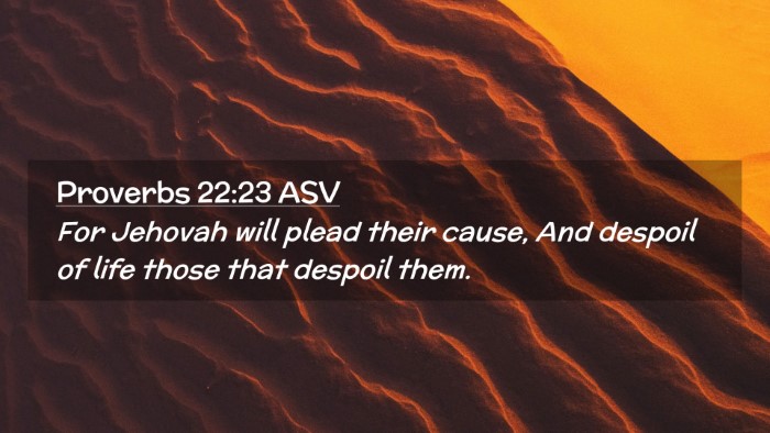 Picture 02 - Proverbs 22:23 ASV Desktop Wallpaper - For Jehovah will plead their cause, And despoil - Desktop Bible Verse Wallpaper