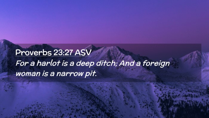 Picture 02 - Proverbs 23:27 ASV Desktop Wallpaper - For a harlot is a deep ditch; And a foreign woman - Desktop Bible Verse Wallpaper