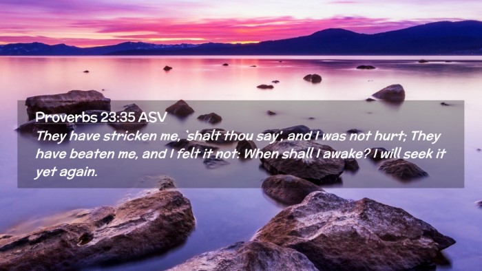 Picture 02 - Proverbs 23:35 ASV Desktop Wallpaper - They have stricken me, `shalt thou say', and I - Desktop Bible Verse Wallpaper