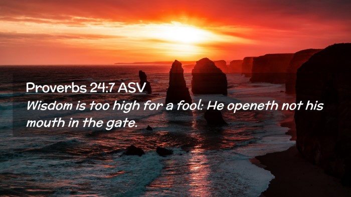 Picture 02 - Proverbs 24:7 ASV Desktop Wallpaper - Wisdom is too high for a fool: He openeth not his - Desktop Bible Verse Wallpaper