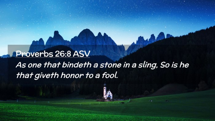 Picture 02 - Proverbs 26:8 ASV Desktop Wallpaper - As one that bindeth a stone in a sling, So is he - Desktop Bible Verse Wallpaper