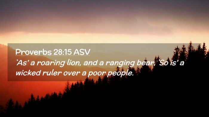 Picture 02 - Proverbs 28:15 ASV Desktop Wallpaper - `As' a roaring lion, and a ranging bear, `So is' - Desktop Bible Verse Wallpaper