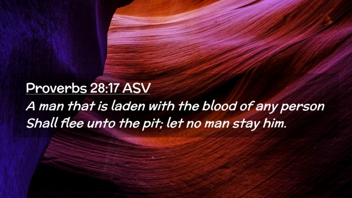 Picture 02 - Proverbs 28:17 ASV Desktop Wallpaper - A man that is laden with the blood of any person - Desktop Bible Verse Wallpaper