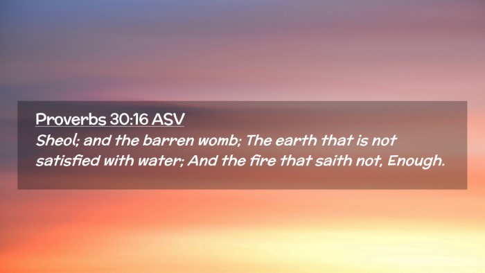 Picture 02 - Proverbs 30:16 ASV Desktop Wallpaper - Sheol; and the barren womb; The earth that is not - Desktop Bible Verse Wallpaper