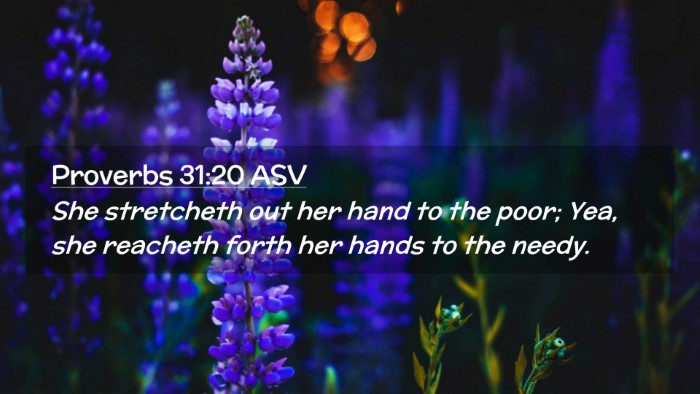 Picture 02 - Proverbs 31:20 ASV Desktop Wallpaper - She stretcheth out her hand to the poor; Yea, she - Desktop Bible Verse Wallpaper
