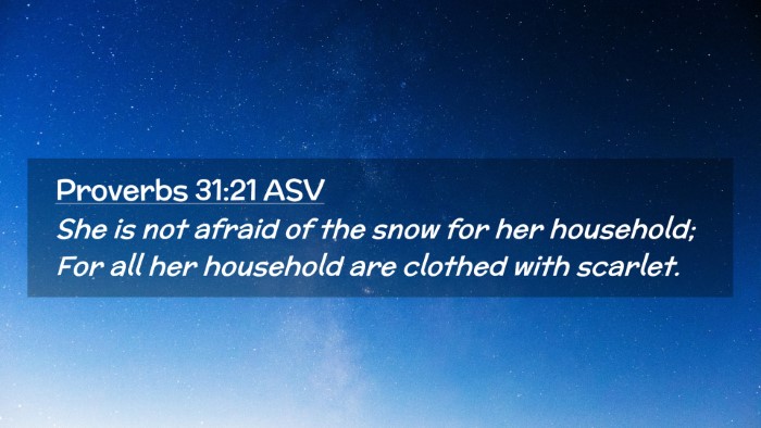 Picture 02 - Proverbs 31:21 ASV Desktop Wallpaper - She is not afraid of the snow for her household; - Desktop Bible Verse Wallpaper
