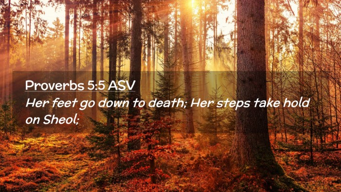 Picture 02 - Proverbs 5:5 ASV Desktop Wallpaper - Her feet go down to death; Her steps take hold on - Desktop Bible Verse Wallpaper