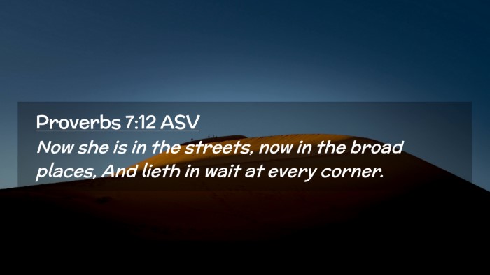 Picture 02 - Proverbs 7:12 ASV Desktop Wallpaper - Now she is in the streets, now in the broad - Desktop Bible Verse Wallpaper