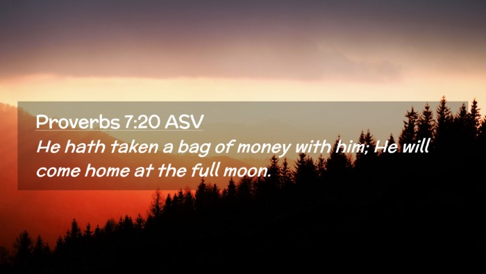 Picture 02 - Proverbs 7:20 ASV Desktop Wallpaper - He hath taken a bag of money with him; He will - Desktop Bible Verse Wallpaper
