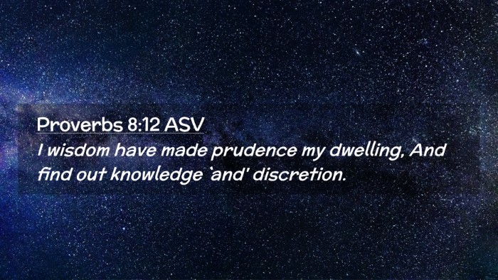 Picture 02 - Proverbs 8:12 ASV Desktop Wallpaper - I wisdom have made prudence my dwelling, And find - Desktop Bible Verse Wallpaper