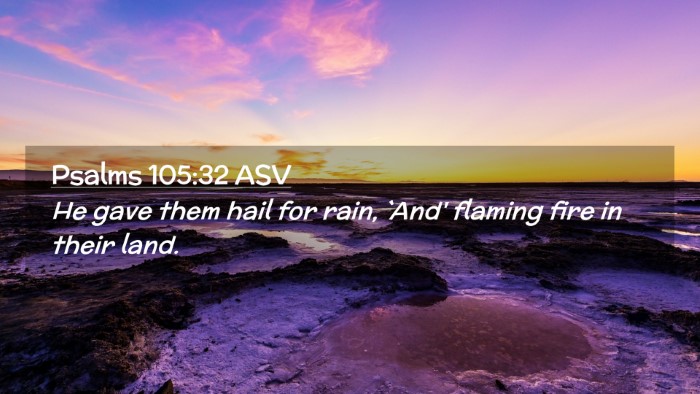 Picture 02 - Psalms 105:32 ASV Desktop Wallpaper - He gave them hail for rain, `And' flaming fire in - Desktop Bible Verse Wallpaper