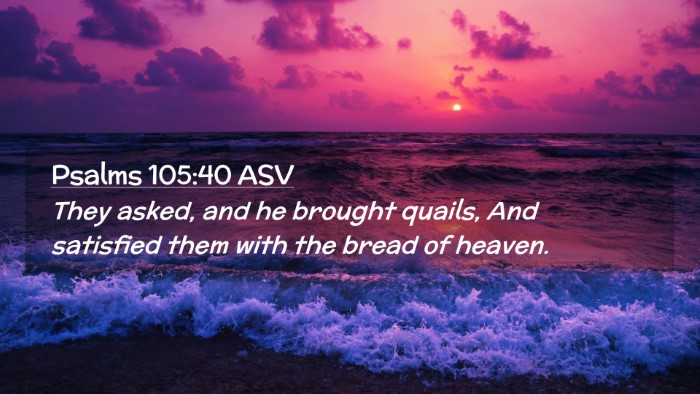Picture 02 - Psalms 105:40 ASV Desktop Wallpaper - They asked, and he brought quails, And satisfied - Desktop Bible Verse Wallpaper
