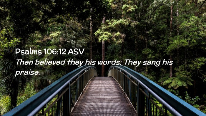 Picture 02 - Psalms 106:12 ASV Desktop Wallpaper - Then believed they his words; They sang his - Desktop Bible Verse Wallpaper