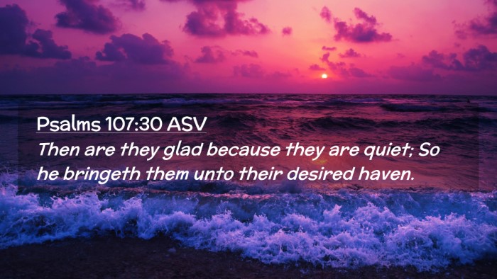 Picture 02 - Psalms 107:30 ASV Desktop Wallpaper - Then are they glad because they are quiet; So he - Desktop Bible Verse Wallpaper