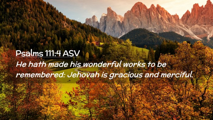 Picture 02 - Psalms 111:4 ASV Desktop Wallpaper - He hath made his wonderful works to be - Desktop Bible Verse Wallpaper
