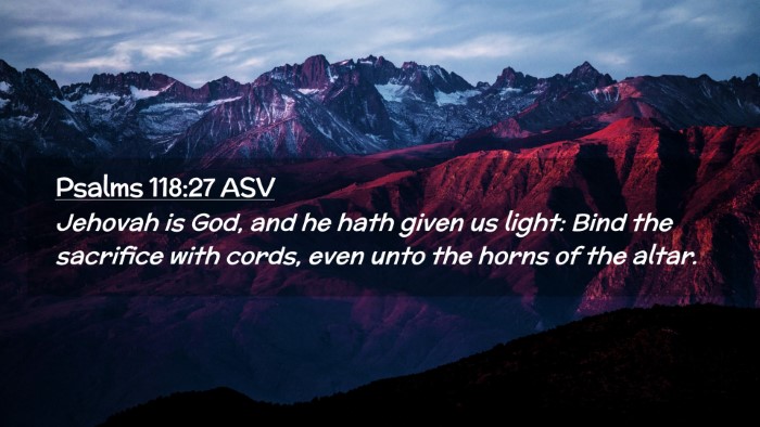 Picture 02 - Psalms 118:27 ASV Desktop Wallpaper - Jehovah is God, and he hath given us light: Bind - Desktop Bible Verse Wallpaper
