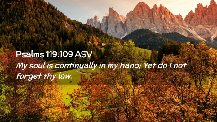 Picture 02 - Psalms 119:109 ASV Desktop Wallpaper - My soul is continually in my hand; Yet do I not - Desktop Bible Verse Wallpaper