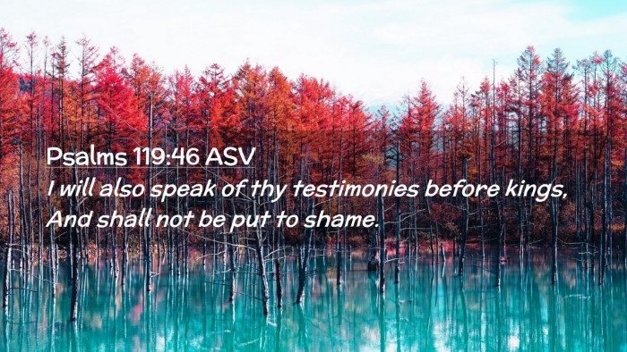 Picture 02 - Psalms 119:46 ASV Desktop Wallpaper - I will also speak of thy testimonies before - Desktop Bible Verse Wallpaper