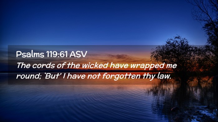 Picture 02 - Psalms 119:61 ASV Desktop Wallpaper - The cords of the wicked have wrapped me round; - Desktop Bible Verse Wallpaper