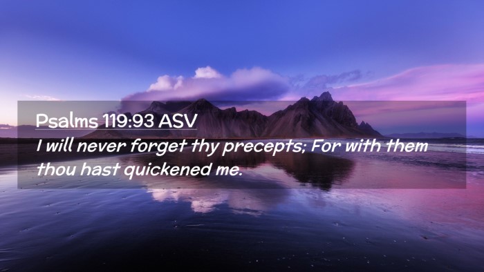 Picture 02 - Psalms 119:93 ASV Desktop Wallpaper - I will never forget thy precepts; For with them - Desktop Bible Verse Wallpaper