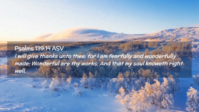 Picture 02 - Psalms 139:14 ASV Desktop Wallpaper - I will give thanks unto thee; for I am fearfully - Desktop Bible Verse Wallpaper