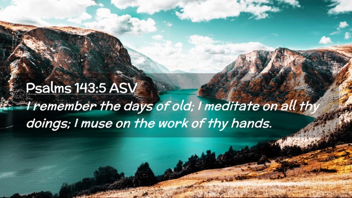 Picture 02 - Psalms 143:5 ASV Desktop Wallpaper - I remember the days of old; I meditate on all thy - Desktop Bible Verse Wallpaper