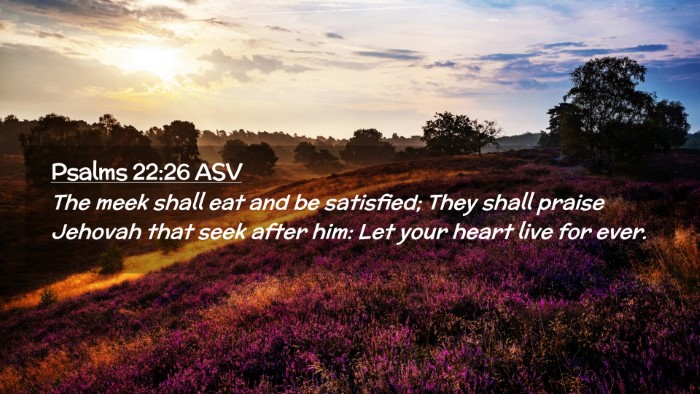 Picture 02 - Psalms 22:26 ASV Desktop Wallpaper - The meek shall eat and be satisfied; They shall - Desktop Bible Verse Wallpaper