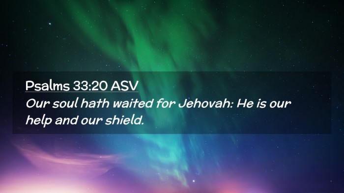 Picture 02 - Psalms 33:20 ASV Desktop Wallpaper - Our soul hath waited for Jehovah: He is our help - Desktop Bible Verse Wallpaper