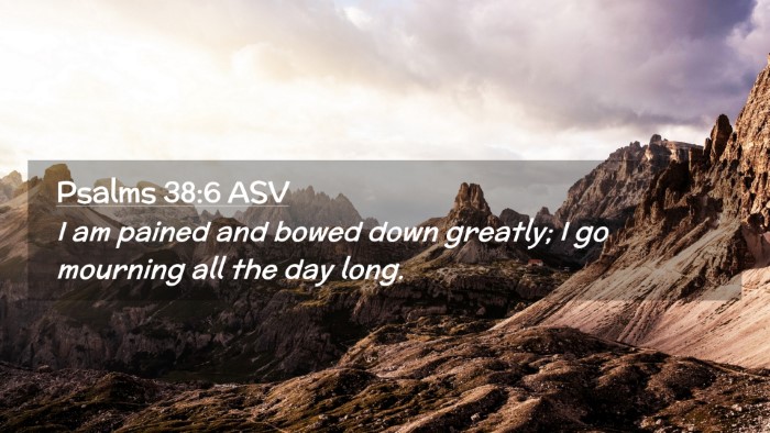 Picture 02 - Psalms 38:6 ASV Desktop Wallpaper - I am pained and bowed down greatly; I go mourning - Desktop Bible Verse Wallpaper