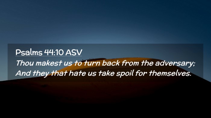 Picture 02 - Psalms 44:10 ASV Desktop Wallpaper - Thou makest us to turn back from the adversary; - Desktop Bible Verse Wallpaper