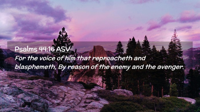 Picture 02 - Psalms 44:16 ASV Desktop Wallpaper - For the voice of him that reproacheth and - Desktop Bible Verse Wallpaper
