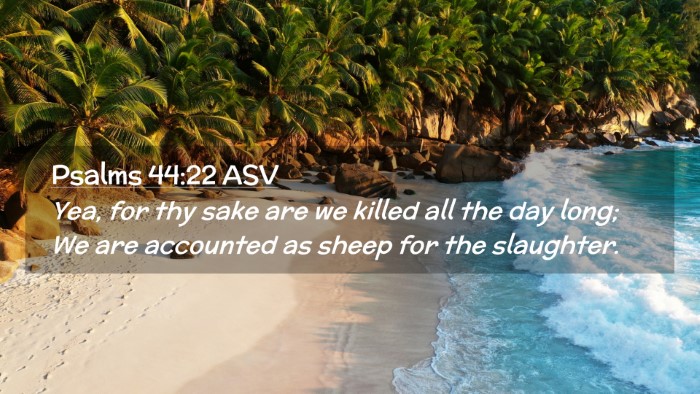 Picture 02 - Psalms 44:22 ASV Desktop Wallpaper - Yea, for thy sake are we killed all the day long; - Desktop Bible Verse Wallpaper