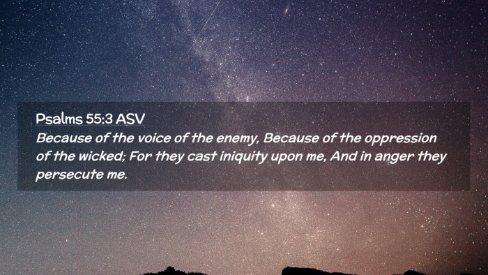 Picture 02 - Psalms 55:3 ASV Desktop Wallpaper - Because of the voice of the enemy, Because of the - Desktop Bible Verse Wallpaper