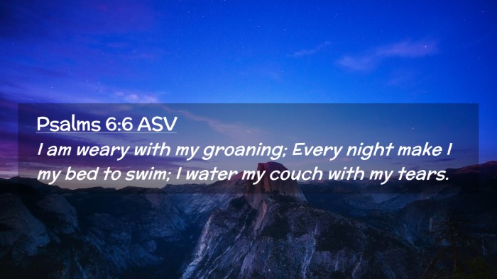 Picture 02 - Psalms 6:6 ASV Desktop Wallpaper - I am weary with my groaning; Every night make I - Desktop Bible Verse Wallpaper