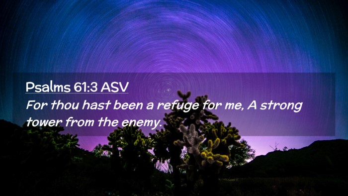 Picture 02 - Psalms 61:3 ASV Desktop Wallpaper - For thou hast been a refuge for me, A strong - Desktop Bible Verse Wallpaper