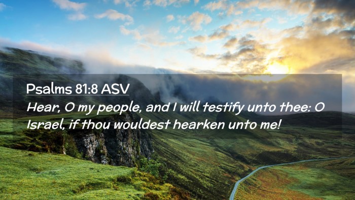 Picture 02 - Psalms 81:8 ASV Desktop Wallpaper - Hear, O my people, and I will testify unto thee: - Desktop Bible Verse Wallpaper