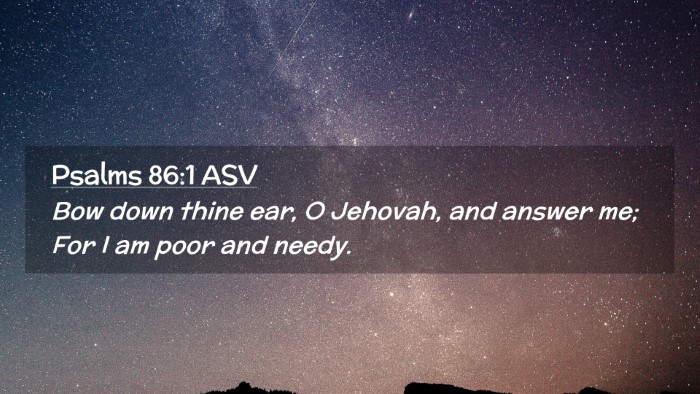 Picture 02 - Psalms 86:1 ASV Desktop Wallpaper - Bow down thine ear, O Jehovah, and answer me; For - Desktop Bible Verse Wallpaper