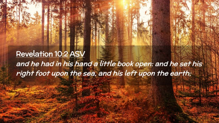 Picture 02 - Revelation 10:2 ASV Desktop Wallpaper - and he had in his hand a little book open: and he - Desktop Bible Verse Wallpaper