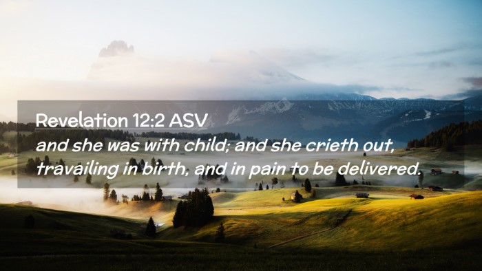 Picture 02 - Revelation 12:2 ASV Desktop Wallpaper - and she was with child; and she crieth out, - Desktop Bible Verse Wallpaper