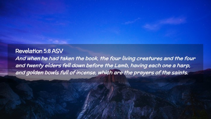 Picture 02 - Revelation 5:8 ASV Desktop Wallpaper - And when he had taken the book, the four living - Desktop Bible Verse Wallpaper
