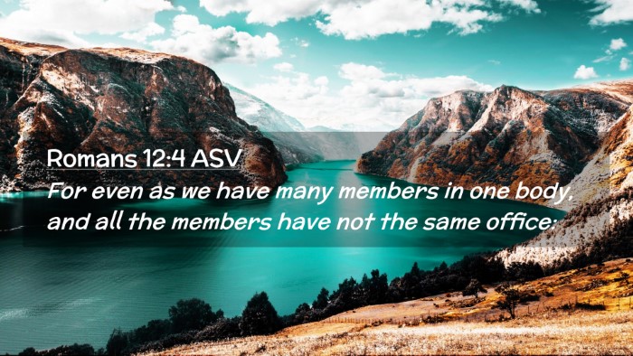 Picture 02 - Romans 12:4 ASV Desktop Wallpaper - For even as we have many members in one body, and - Desktop Bible Verse Wallpaper