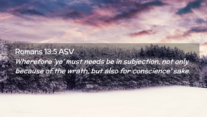 Picture 02 - Romans 13:5 ASV Desktop Wallpaper - Wherefore `ye' must needs be in subjection, not - Desktop Bible Verse Wallpaper