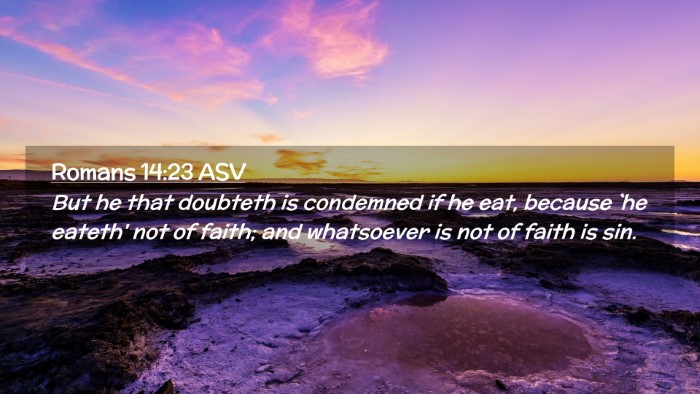 Picture 02 - Romans 14:23 ASV Desktop Wallpaper - But he that doubteth is condemned if he eat, - Desktop Bible Verse Wallpaper
