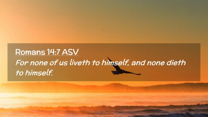 Picture 02 - Romans 14:7 ASV Desktop Wallpaper - For none of us liveth to himself, and none dieth - Desktop Bible Verse Wallpaper