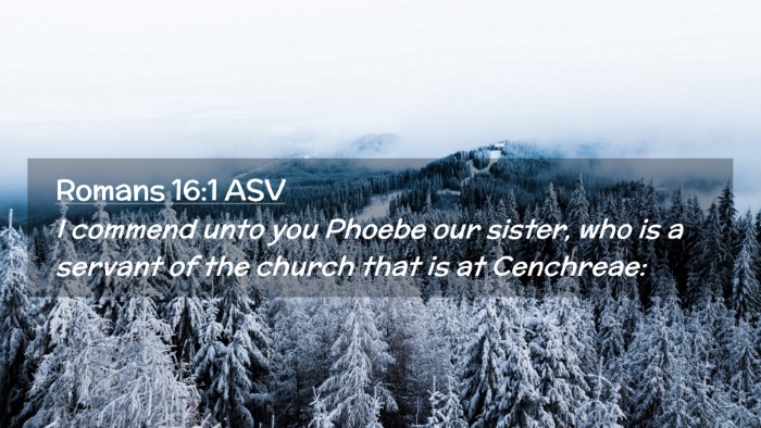 Picture 02 - Romans 16:1 ASV Desktop Wallpaper - I commend unto you Phoebe our sister, who is a - Desktop Bible Verse Wallpaper