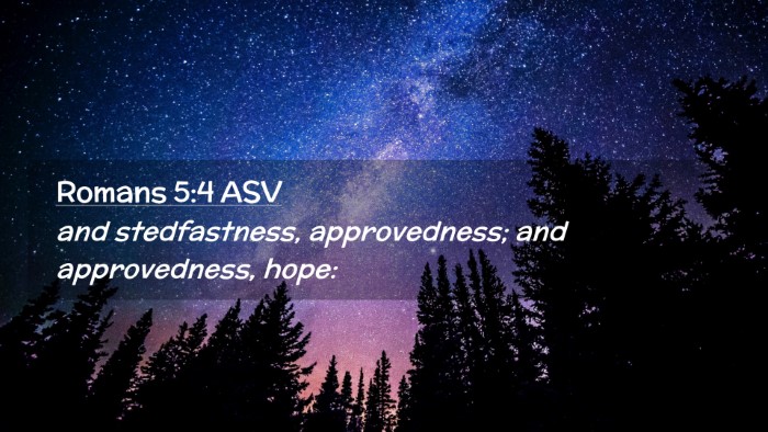 Picture 02 - Romans 5:4 ASV Desktop Wallpaper - and stedfastness, approvedness; and approvedness, - Desktop Bible Verse Wallpaper