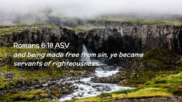 Picture 02 - Romans 6:18 ASV Desktop Wallpaper - and being made free from sin, ye became servants - Desktop Bible Verse Wallpaper