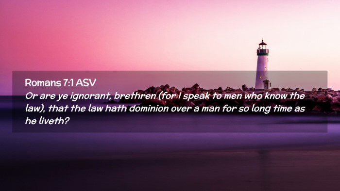 Picture 02 - Romans 7:1 ASV Desktop Wallpaper - Or are ye ignorant, brethren (for I speak to men - Desktop Bible Verse Wallpaper