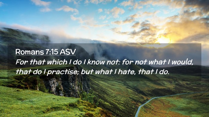 Picture 02 - Romans 7:15 ASV Desktop Wallpaper - For that which I do I know not: for not what I - Desktop Bible Verse Wallpaper